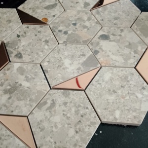 กระเบื้องโมเสคเซรามิกเคลือบด้านสำหรับผนังห้องล็อบบี้และแผนกต้อนรับห้องน้ำผลกระทบที่ละเอียดอ่อนตัวหนา73มม. หกเหลี่ยม3 "แบบเต็มตัว - Product Image 5