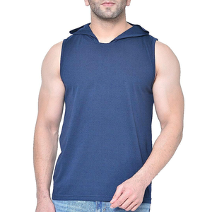 High Quality <b>Men's</b> Summer <b>Sleeveless</b> Gym <b>Hoodies</b> 100% Cotton Quick Dry and Breathable Printed Pattern on Sale - Product Image 1