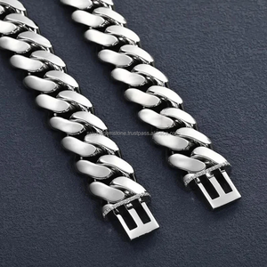 Bijoux Hip Hop personnalisés faits à la main en argent 925 12MM 24 pouces fermoir en diamant chaîne à maillons cubains Miami - Product Image 2