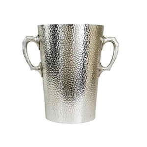 Cubo de hielo de metal de calidad superior niquelado clásico con mango elegante duradero y perfecto para fiestas y uso en el bar del hogar - Product Image 2