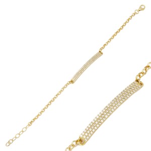 Elegant Rectangle Geometric Design Fine Jewellery White Zircon Stone <b>Charm</b> Bracelet 925 Sterling Silver Jewelry - Product Image 1