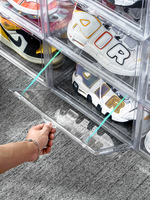 Boîte à chaussures transparente pliable personnalisée avec logo, empilable, en acrylique magnétique, organisateur de rangement pour chaussures