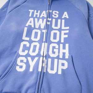 Sudadera con capucha y cremallera de invierno y otoño, estampada, personalizada, de peso pesado, con diseño 'Awful Lot of Cough Syrup', para hombre, al por mayor - Product Image 2