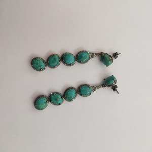 Pendientes de pavé de turquesa natural, joyería fina hecha a mano de Plata de Ley 925, regalo de boda de compromiso para sus mujeres - Product Image 2