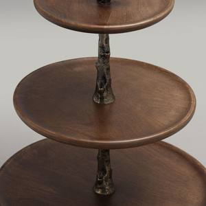 Présentoir à gâteaux vintage à 3 niveaux en bois avec poignée supérieure en feuille de branche d'arbre bronze, plateau rustique à étages pour fruits et pâtisseries - Product Image 6