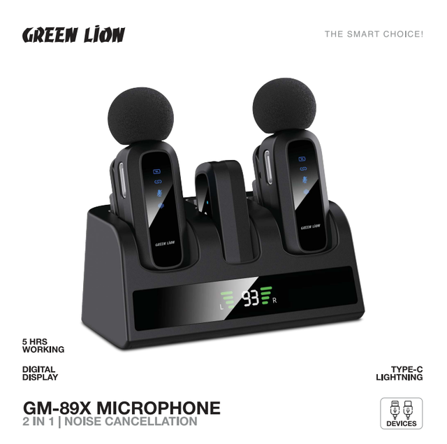 Green Lion GM-89X 2-in-1 Wireless Dynamic and Condenser Microphone for Handheld or Lavalier Use