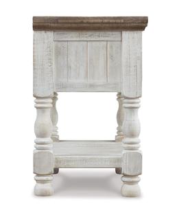 Mesita de noche de un cajón de madera maciza de mango, mesita de noche de madera con acabado antiguo desgastado, dormitorio, sala de estar, uso doméstico - Product Image 3