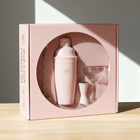 Kit de barman rose mat, shaker à cocktails et ensemble de doseurs, mélangeur de boissons de 24 oz avec bouchon, outils de bar à domicile
