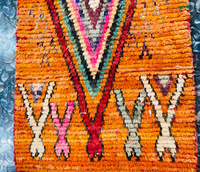 Tapis Azilal personnalisé Orange vif, grand tapis marocain en laine de mouton véritable
