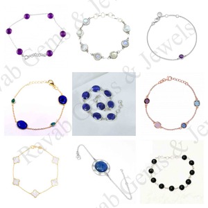 Top vente dernière conception Mohave bleu cuivre Turquoise pierre précieuse 18k plaqué or véritable 925 argent manchette bracelet pour les femmes - Product Image 5