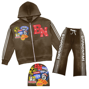 Unisex Street Wear Vintage Tracksuit Custom Print Acid Wash Regular Fit Lightweight <b>Fleece</b> 100% Cotton Winter Sweat Suit <b>Beanie</b> - Product Image 4
