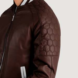Pascal Genuine <b>Sheepskin</b> Leather Varsity <b>Jacket</b> Maroon High Quality College Casual Water Proof XS for Autumn Heating Clothes - Product Image 6