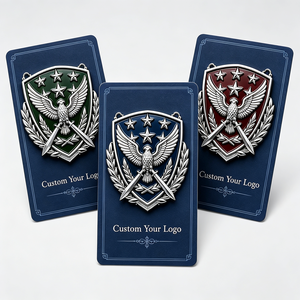 Insignias Esmaltadas Personalizadas de Escudo de Águila, Pines de Solapa de Metal Plateado, Diseño Patriótico, Regalo Empresarial - Product Image 3