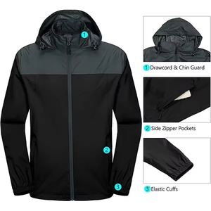 Chaqueta de lluvia pesada impermeable para hombre con cuello con capucha a prueba de viento para senderismo para nieve y chaqueta de lluvia cortavientos para hombre - Product Image 5