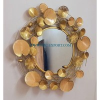 Papillon Concevant Métal Antique Fantaisie Mur Miroir Forme Ronde En Gros Fabriqué À La Main Moderne Suspendu Miroir Mural D'indien