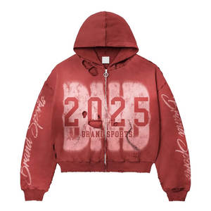 Dernier design Sweat-shirts à capuche zippés pour hommes de haute qualité pour l'hiver avec poches Gym Casual Sweat-shirts imprimés tricotés Jogging 300g - Product Image 4