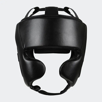 Casque de boxe protecteur pour adultes unisexe en cuir PU couleur unie avec fermeture auto-agrippante