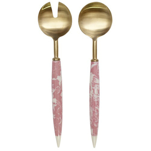 Cubiertos de Acero Inoxidable con Recubrimiento de Mármol de Alta Calidad, Mango Plano Martillado de Metal Plateado, Juego de Cubiertos para Boda - Product Image 5