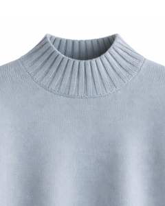 Ensemble de détente en tricot pour femmes, pull à col rond bleu clair et pantalon à taille élastique, tenue décontractée d'hiver en deux pièces pour femmes, confortable - Product Image 5