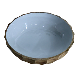Elegant Acacia Wood Salad <b>Bowl</b> with Stylish <b>Enamel</b> Print Modern Design for Parties Sustainable Feature for Serving - Product Image 5