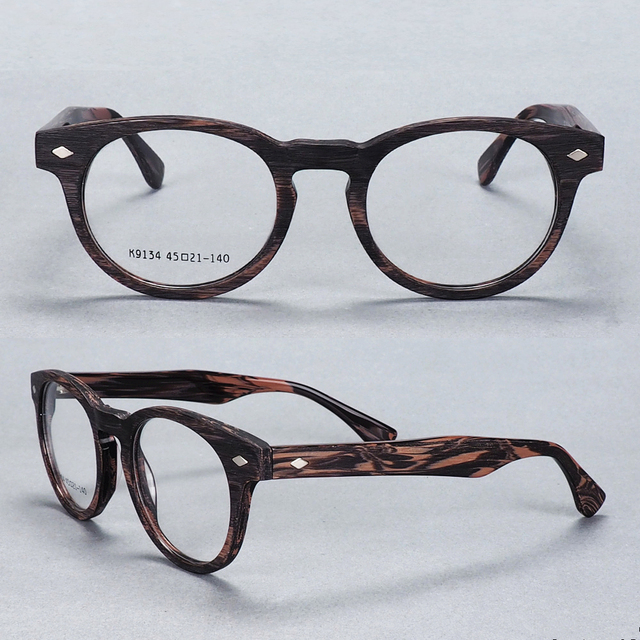 Premium Wooden Retro Striped Eco-Friendly Full Rim Unisex Optical Strong Acetate Eyeglasses Frames Black Wholesale Prescription