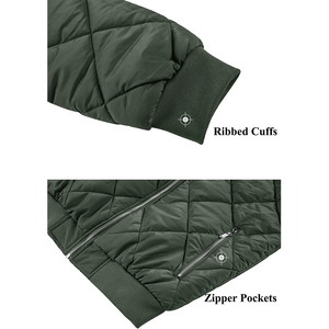 OEM-chaquetas Bomber acolchadas para hombre, chaquetas de algodón grueso con relleno de diamante y cuello redondo, con cremallera, al por mayor, personalizadas - Product Image 6