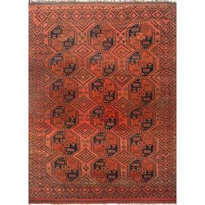 Alfombra Kilim de Lana Kiaan de Gran Tamaño, Anudada a Mano, con Patrón Geométrico Rojo Naranja para Entrada de Casa, Pasillo Rectangular -Paem-1184 9x12 - Product Image 1