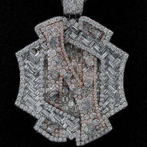 Pendentif personnalisé avec initiale N |   Argent sterling 925 avec diamants en moissanite VVS |   Bijoux hip-hop sertis de pierres - Product Image 1