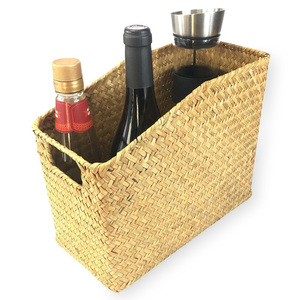 Best price seagrass basket stand for <b>magazine</b> holder & home essential storage desktop drawer organizers - Product Image 1