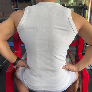 Summer Men <b>Vest</b> <b>Slim</b> Fit Solid Color Round Neck Sleeveless Elastic Male Tank Tops Casual Ribbed Gym Training <b>Vest</b> for Men - Product Image 2