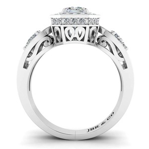 Anillo de compromiso de Halo de plata 925 chapado en oro con Esmeralda y Diamante redondo de marca superior para mujer, joyería de moda al mejor precio - Product Image 3