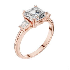 แหวนเพชรทรงแอสเชอร์ 1.97 กะรัต แบบสามเม็ด ความใส VVS-VS สี EF ทอง 18KT, 14KT, 10KT และเงิน 925 สีโรสโกลด์, สีเหลือง, สีขาว - Product Image 6