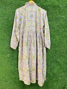 Nouvelle Collection haut imprimé fleuri robe en coton bio femme ample tenue de soirée décontractée longue robe tunique été formel coton indien - Product Image 4