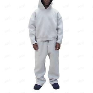 Conjunto de chándal de algodón con capucha y logotipo personalizado, pantalones de chándal de felpa francesa gruesa de 500GSM, conjuntos de chándal holgados, chándal para hombre - Product Image 3