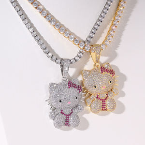 Women's Round Brilliant Cut Diamond Pendant Necklace with Micro Insert <b>Long</b> <b>Box</b> Chain Silver Plated Classic Christian Style - Product Image 2