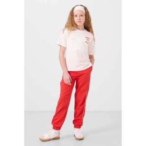 TOMMYLIFE Ensemble de survêtement imprimé à col rond pour filles, coupe standard, avec poignets élastiques - Ecru Fiesta Tenue de sport pour enfants - Product Image 1