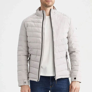 "<b>Men's</b> <b>Jackets</b> | <b>Jacket</b> for <b>Men</b> <b>Light</b> Grey Quilted Puffer <b>Jacket</b> with Contrast Zip & Snap Cuffs, Modern Winterwear" - Product Image 3