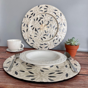 Elegant Premium Wood Dinnerware <b>Chargers</b> Handcrafted Exclusive Pearl Plate Decorative <b>Charger</b> Plates Eco-Friendly Premium Wood - Product Image 6