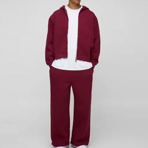 Conjunto Deportivo Personalizado de 2 Piezas para Hombre, Sudadera Holgada con Capucha y Pantalones Jogger de Felpa, 100% Algodón, 480 GSM, con Cremallera - Product Image 4