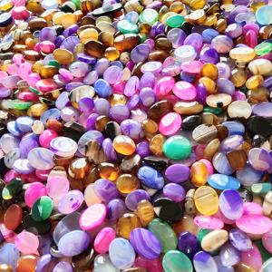 Agate à bandes multicolore naturelle Cabochon lisse en vrac Pierre agate à bandes multi-feu de concepteur pour la fabrication de bijoux Lot - Product Image 2