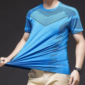 เสื้อยืดแขนยาวสำหรับผู้ชายเสื้อยืดคอกลมแขนยาวผ้าสแปนเด็กซ์แห้งเร็วพิมพ์ลายผ้าโพลีเอสเตอร์สำหรับใส่เล่นกีฬา - Product Image 2