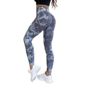 Fille chaude taille haute sans couture cravate teinture Leggings de gymnastique vêtements de sport vêtements de Yoga Fitness pantalons d'entraînement Leggings vêtements de course - Product Image 3