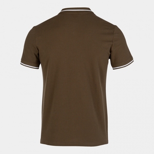 เสื้อโปโลผู้ชายสีน้ำตาล แขนสั้น ผ้าปิเก้ สีพื้น ดีไซน์ลำลอง ถักทอ กระดุมหน้า ทรงปกติ - Product Image 3