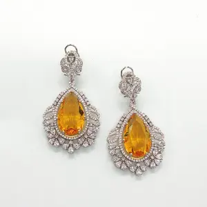 Elegant Design Sparkling Jewelry Yellow Sapphire Gemstone Stud Earrings for women Use Available at Wholesale Price