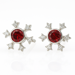 <b>Garnet</b> Stud <b>Earrings</b> 925 Sterling Silver Starburst Design Women's Gemstone Jewelry Romantic Wedding Anniversary Party - Product Image 5
