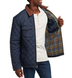 Veste en coton matelassé à carreaux pour hommes, légère, classique, grande poche, vêtements de travail, décontractée, petit revers, vestes chaudes - Product Image 4