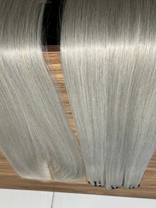 Extensions de cheveux humains vierges Remy Azura Hair Vietnam Closure Super Double Drawn Machine Double Weft, toutes couleurs, teintables, gris - Product Image 5