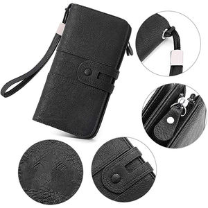 กระเป๋าสตางค์แบบยาวสำหรับผู้หญิงหนังแท้ความจุมากมีที่ใส่บัตรแบบยาวพร้อมโลโก้วัสดุพีซีสำหรับสุภาพสตรี - Product Image 4