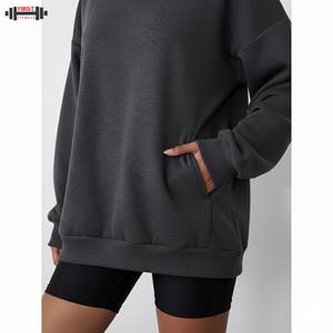 Sudadera Holgada de Manga Larga para Mujer, Mezcla de Poliéster/Algodón, Lisa, Cálida, Informal, Nueva Moda de Invierno - Product Image 5