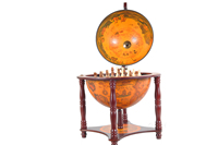 Support d'échecs en bois fait main Red Globe avec 4 pieds et finition peinte, 13 pouces, style vintage, décoration pour la maison ou le bureau